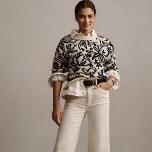 NWOT anthropologie Floral Pop Embroidered Sweater